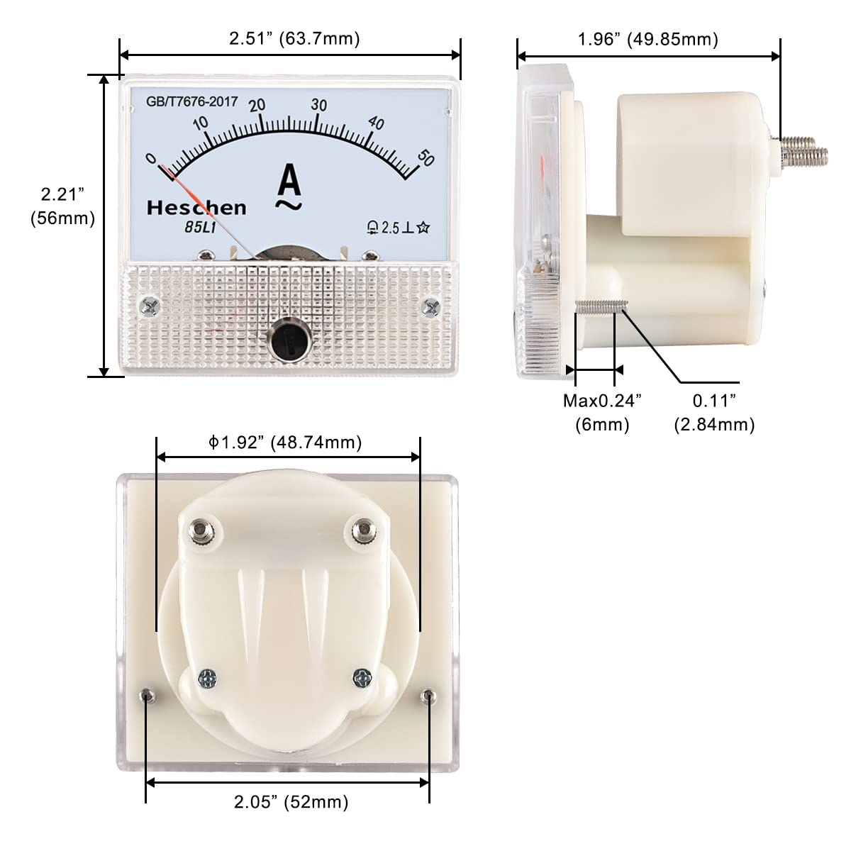 Amperometro Heschen DH-670 - Misuratore Corrente DC 0-5A Con Pannello - Foto 2