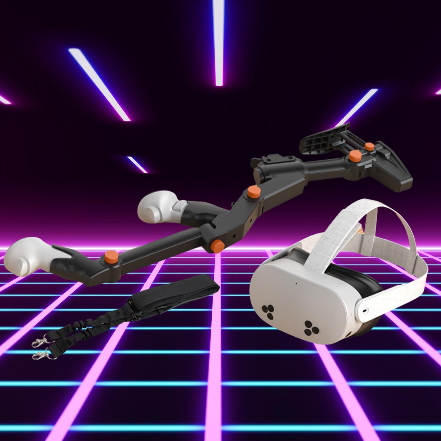 VR Gunstock für Meta Quest 3S / 3/2 / Pro – Verstellbare Gewehrstütze mit Magnet-Halterung & Wangenauflage – Immersives FPS Gaming Zubehör für präzises Zielen