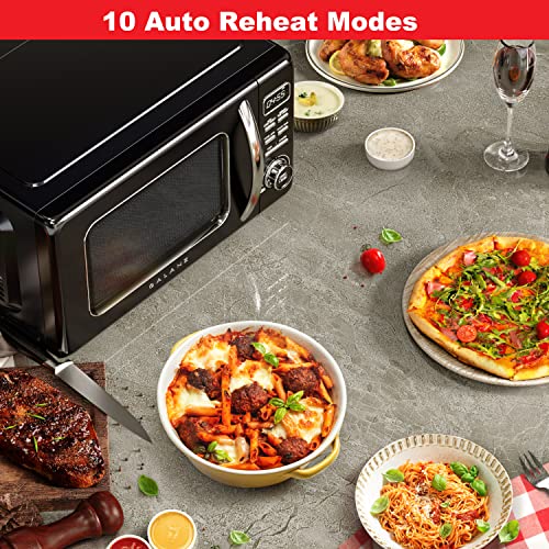 Image of Galanz GLCMKZ07BKR07 Retro Countertop Microwave Oven with Auto Cook & Reheat, Defrost, Quick Start Functions, Easy Clean with Glass Turntable, Pull Handle.7 cu ft, Black
