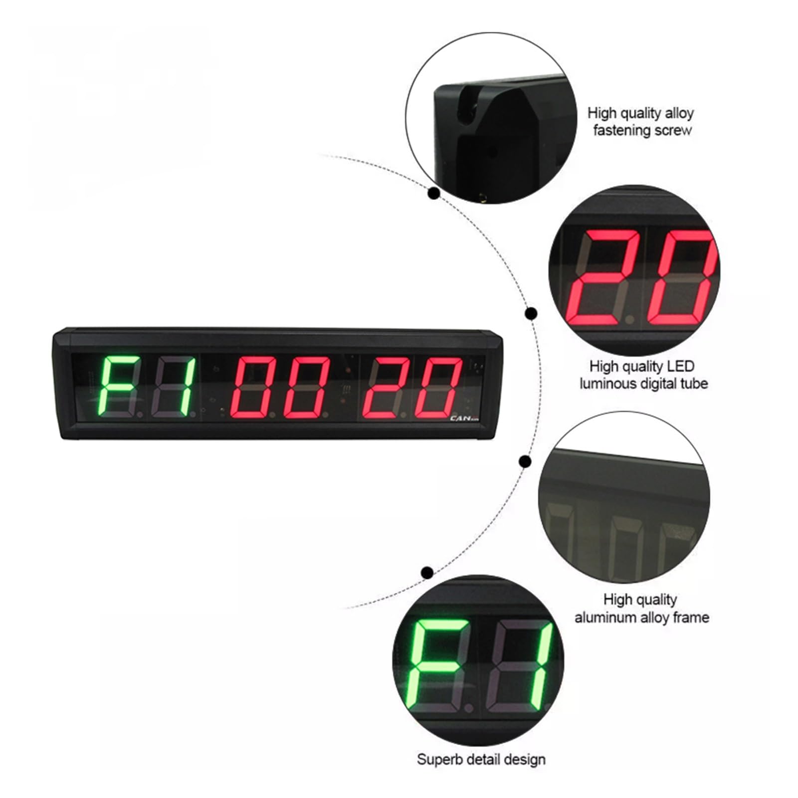 Timer palestra, 2.3'' Timer da palestra LED a intervalli Allenamento e tempo di riposo Cronometro alternativo for il conto alla rovescia(GI2G-2.3R-blueband)