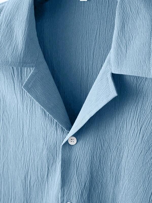 Image of Men's Cotton Pop Corn Half Sleeves Regular Fit Casual Shirt (Sky Blue,M)