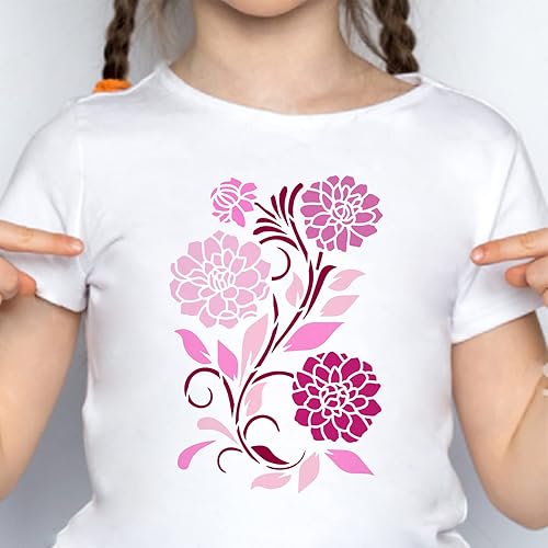 Miniatura 7 de FINGERINSPIRE Dahlia Stencil 11.7 x 8.3 pulgadas, plantillas de pintura de flores de plástico, plantillas reutilizables para pintar en madera, piso,