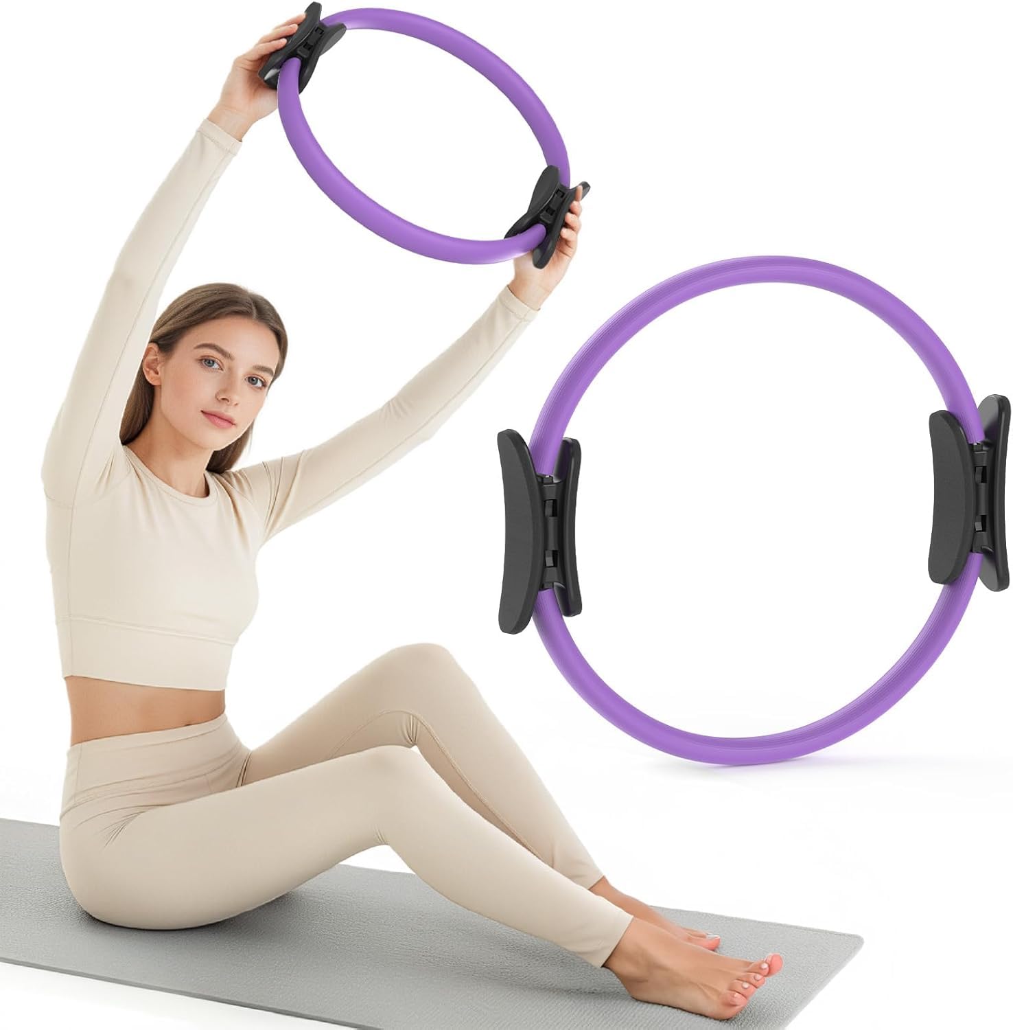 Pierścień do pilatesu dla kobiet, 36,8 cm, domowy magiczny trening, pilates Essentials zestaw startowy dla początkujących, kształt tonizujący, całe ciało