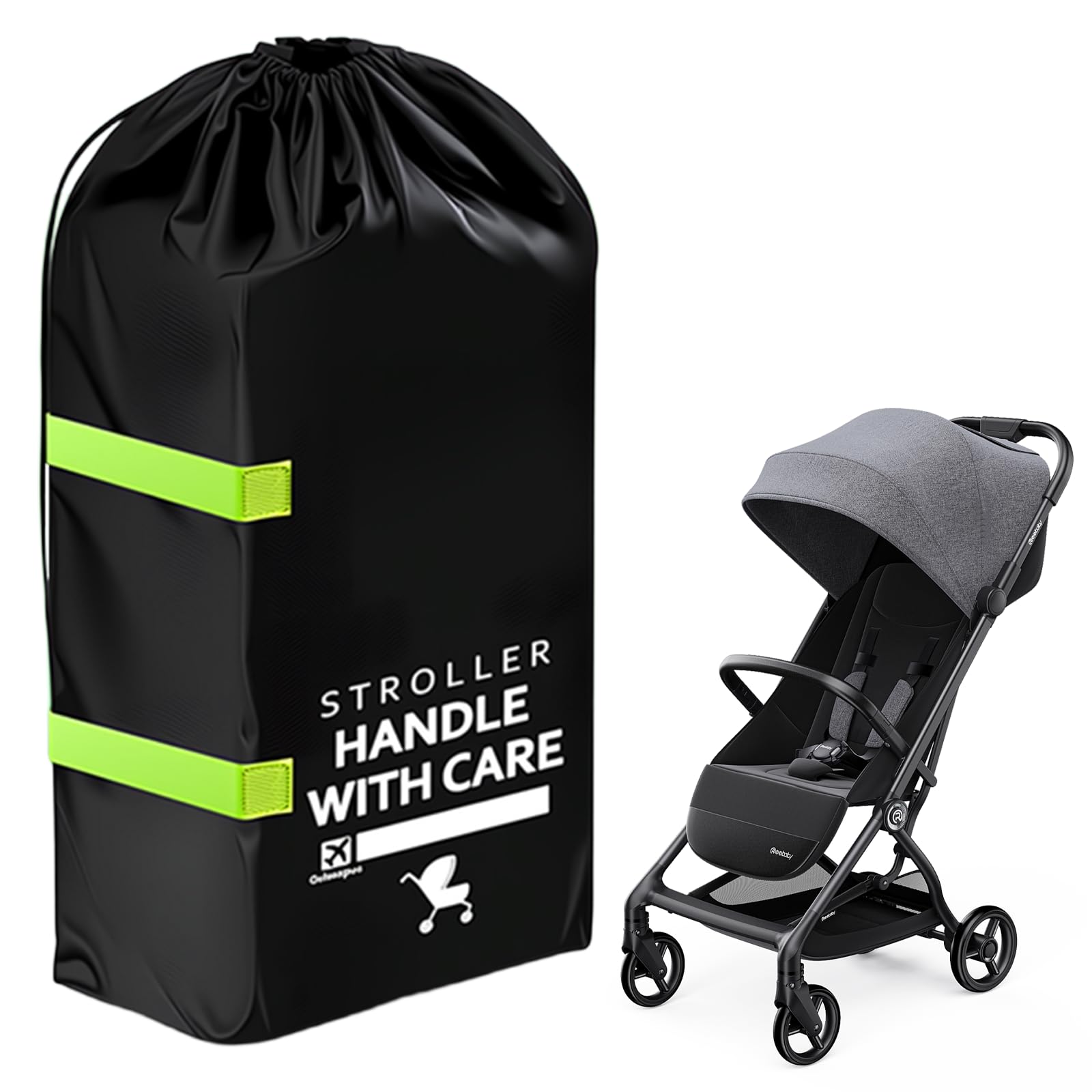 Borsa da Viaggio Trasporto Passeggino,Borsa da Viaggio Carrozzina,Sacca Passeggino Aereo per Outdoor Gate Check e Conservazione, Nero 120 x 60 x 38cm