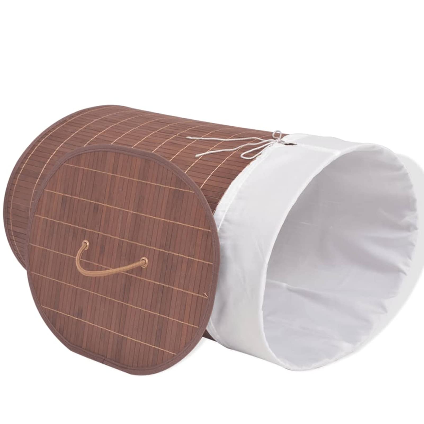 Tidyard Bambus-Wäschekorb Oval Braun 45 x 35 x 60 cm (B x T x H)