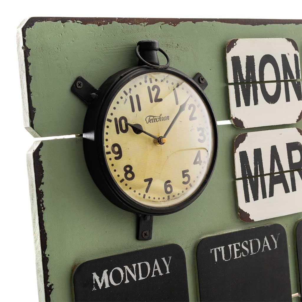 WANDERLUST DECO Tabla Calendario Verde 70x70x7