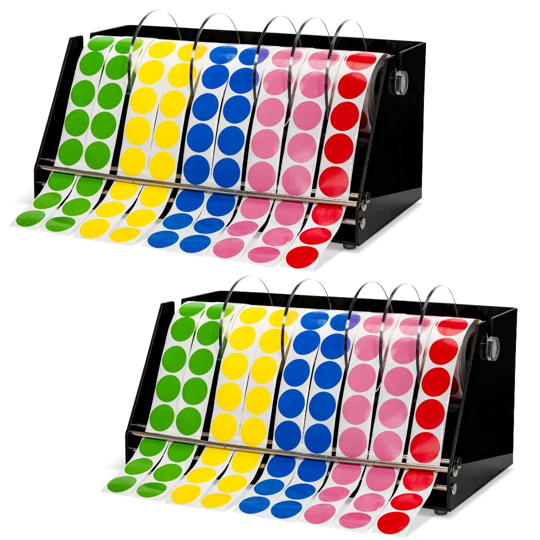 Multi-Use Large Label Dispenser for Rolls of Sticker Labels - 11.8"x6.7"x5.5", Heavy-Duty, Wall-Mountable Acrylic Sticker Roll Dispenser, Anti-Slip (Pack of 2)