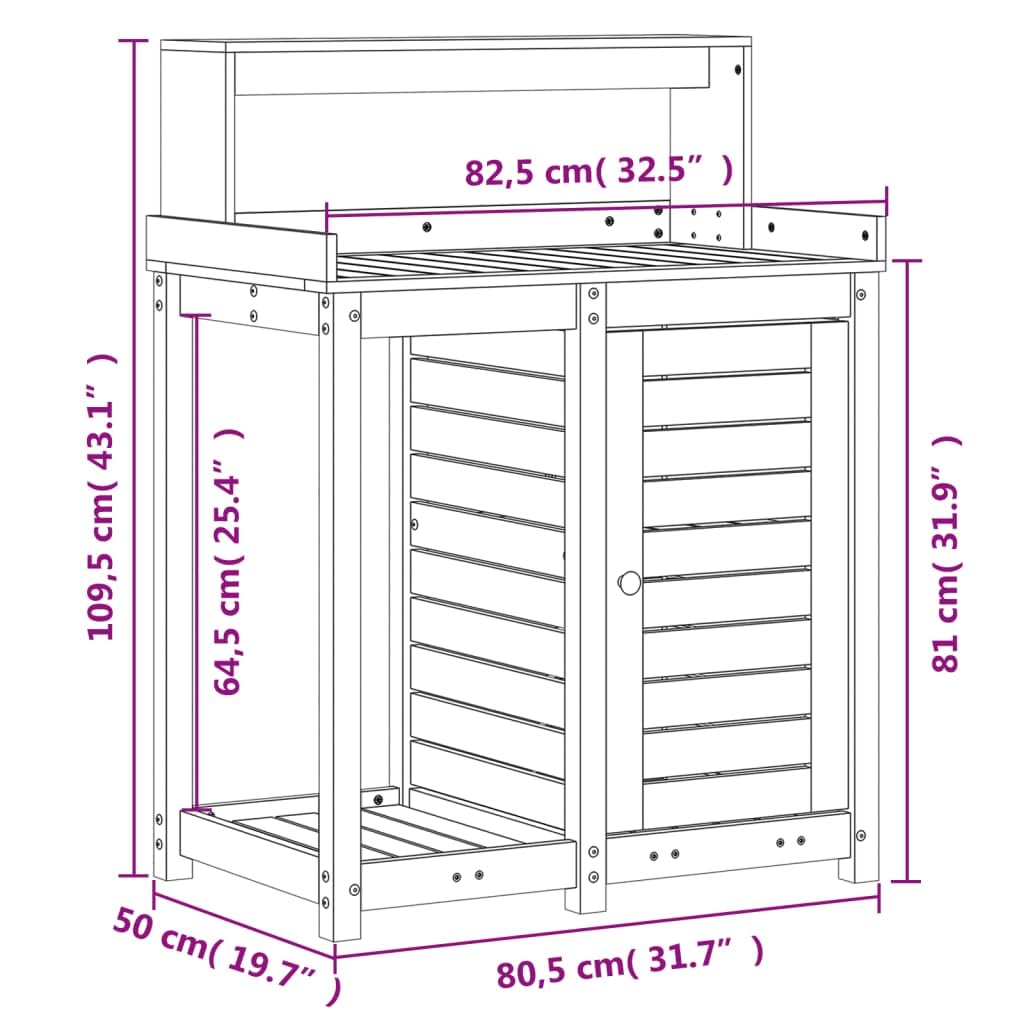 Table de rempotage avec étagères Bois Massif de pin Blanc