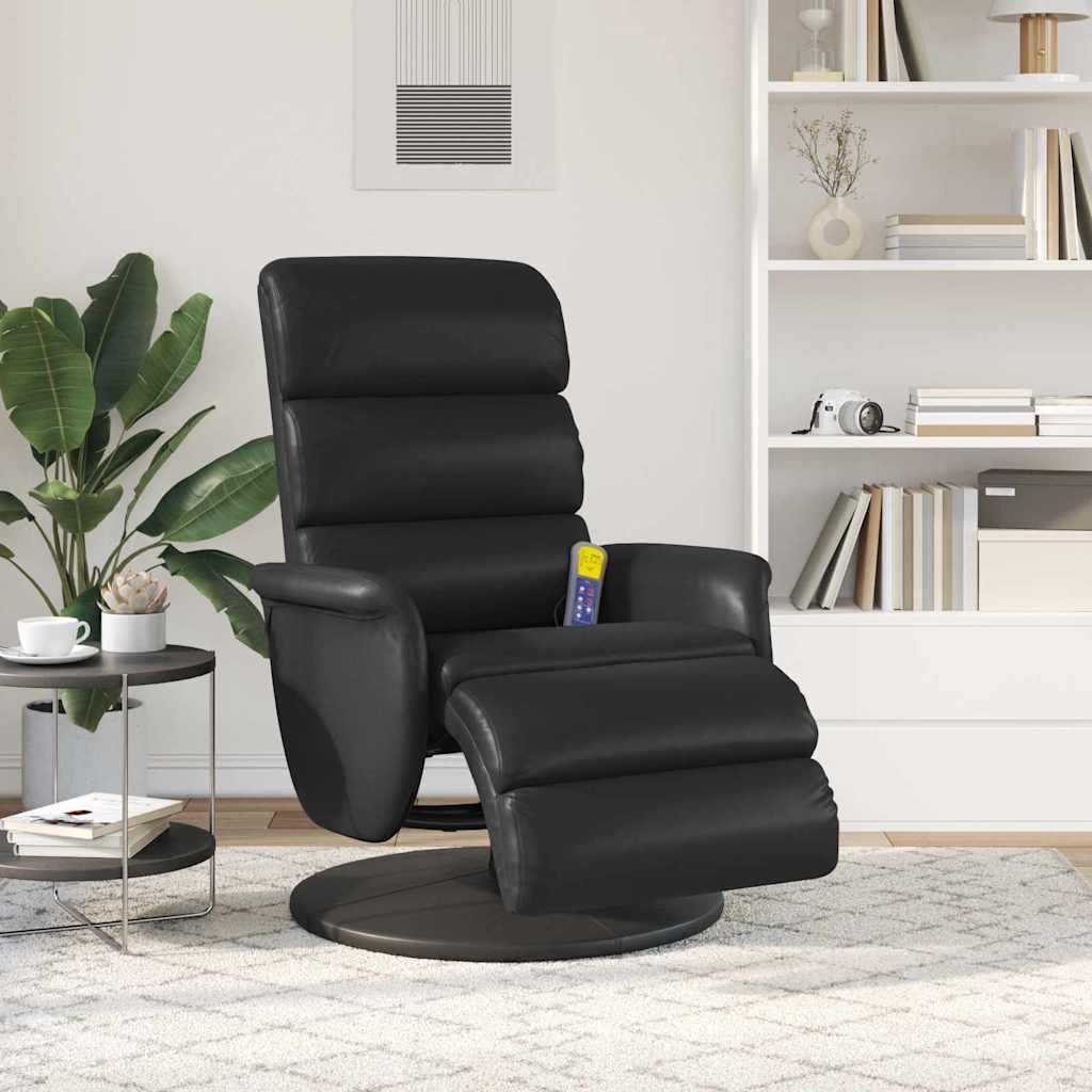 Fauteuil canapé Relax électrique motorisé inclinable pivotant Ajustable Noir en Simili Cuir, Repose Pied, télécommande, Salon Chambre Bureau