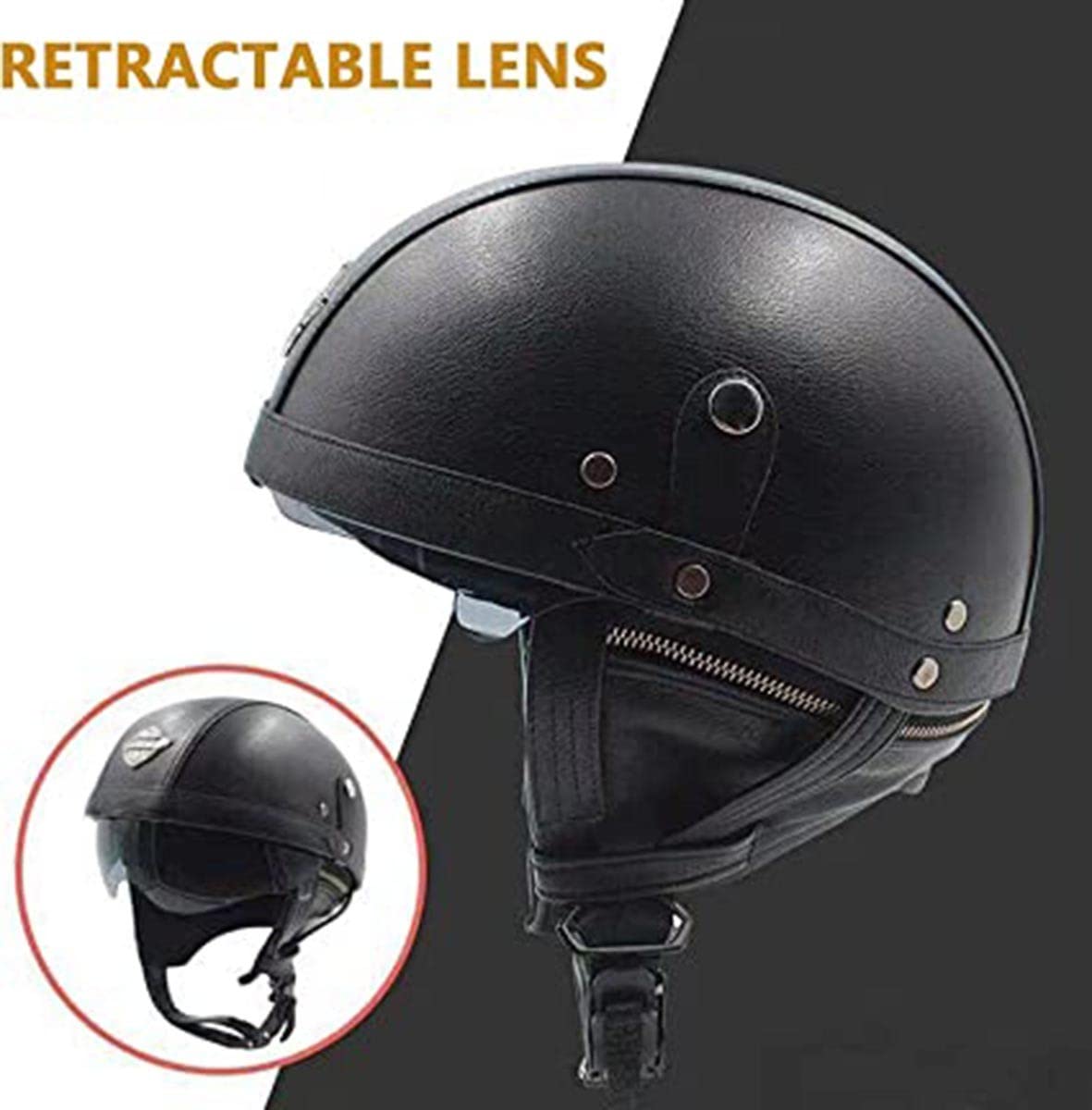 Casco Jet Vintage Mezza Casco Moto,Caschi Aperti Vintage Omologati ECE Con Visiera Parasole E Fodera Interna Staccabile Caschi Cromwell Per Scooter Ciclomotore Street Cruiser
