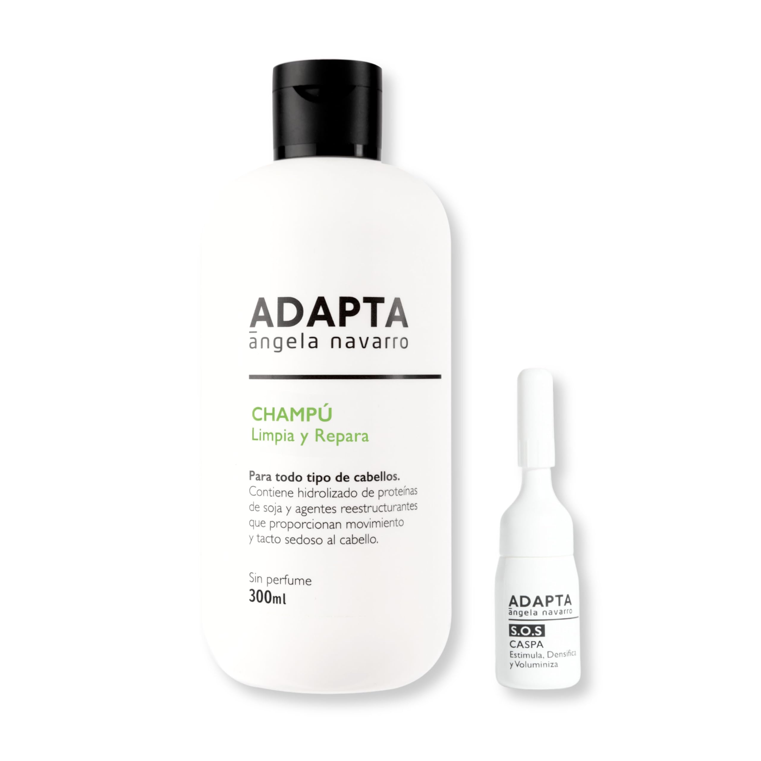 ADAPTA Cosmetics Champú Anticaspa con Proteína, Ácido Láctico, Romero y Salvia - Limpia, Repara y de Brillo - pH Neutro - Cosmética Vegana Sin Perfumes 300 ml