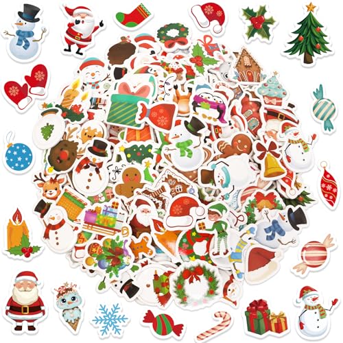 Ceiba Tree Christmas Foam Stickers Assorted Merry Christmas Shaped Self-Adhesive Sticker for Art Greeting Cards Craft