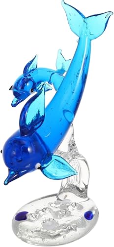 Miniatura 4 de NOLITOY Figura de delfín de cristal, escultura animal de mar, estatua de pisapapeles azul para decoración de escritorio de oficina en casa