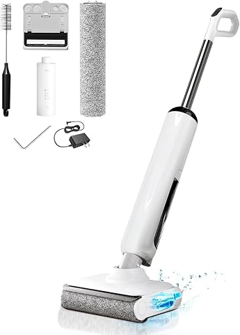 Vacuum Mop, 23KPa Wet Dry Vacuum Cleaner with 180° Lay-Flat Design and Self-Clea