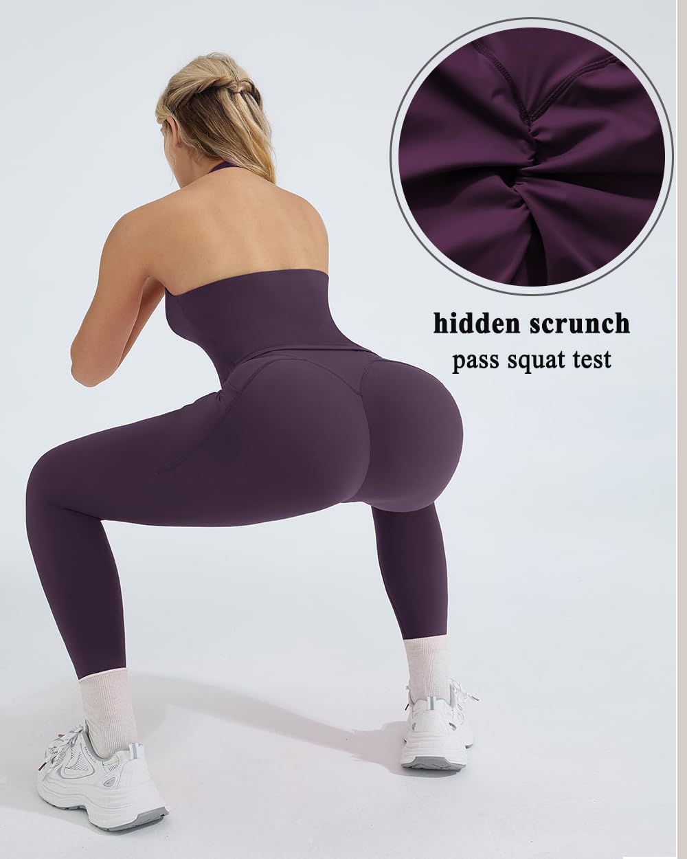 OMKAGI 2 Piece Workout Sets for Women Halter Tops Booty Leggings with Pockets Gym Outfits - Image 6