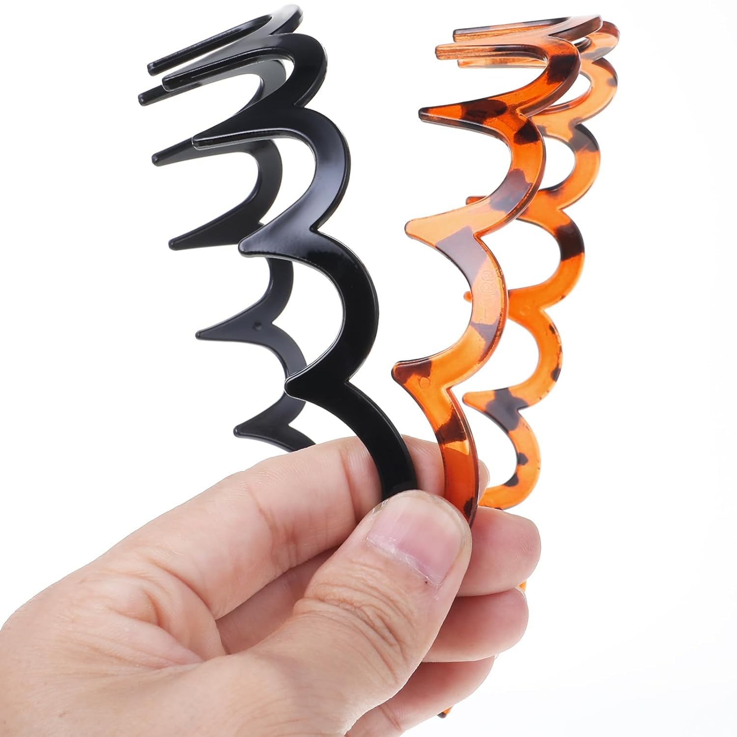 2 Pieces Shark Tooth Headbands Comb Plastic Hoop U Shaped Shark Tooth Hair Bands Black Zag Hairbands Wave Shape Plastic Hair Band-image-19