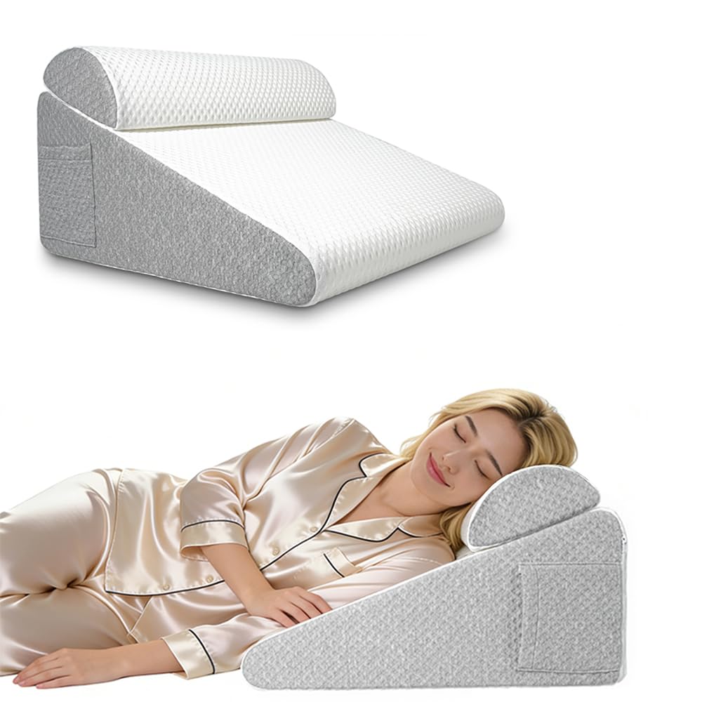Keilkissen Orthopädisches Keilkissen Bett Reflux Kissen für Reflux und Schnarchen zur Erholung nach OP Rückenstütze Druckentlastung atmungsaktiver waschbarer Bezug