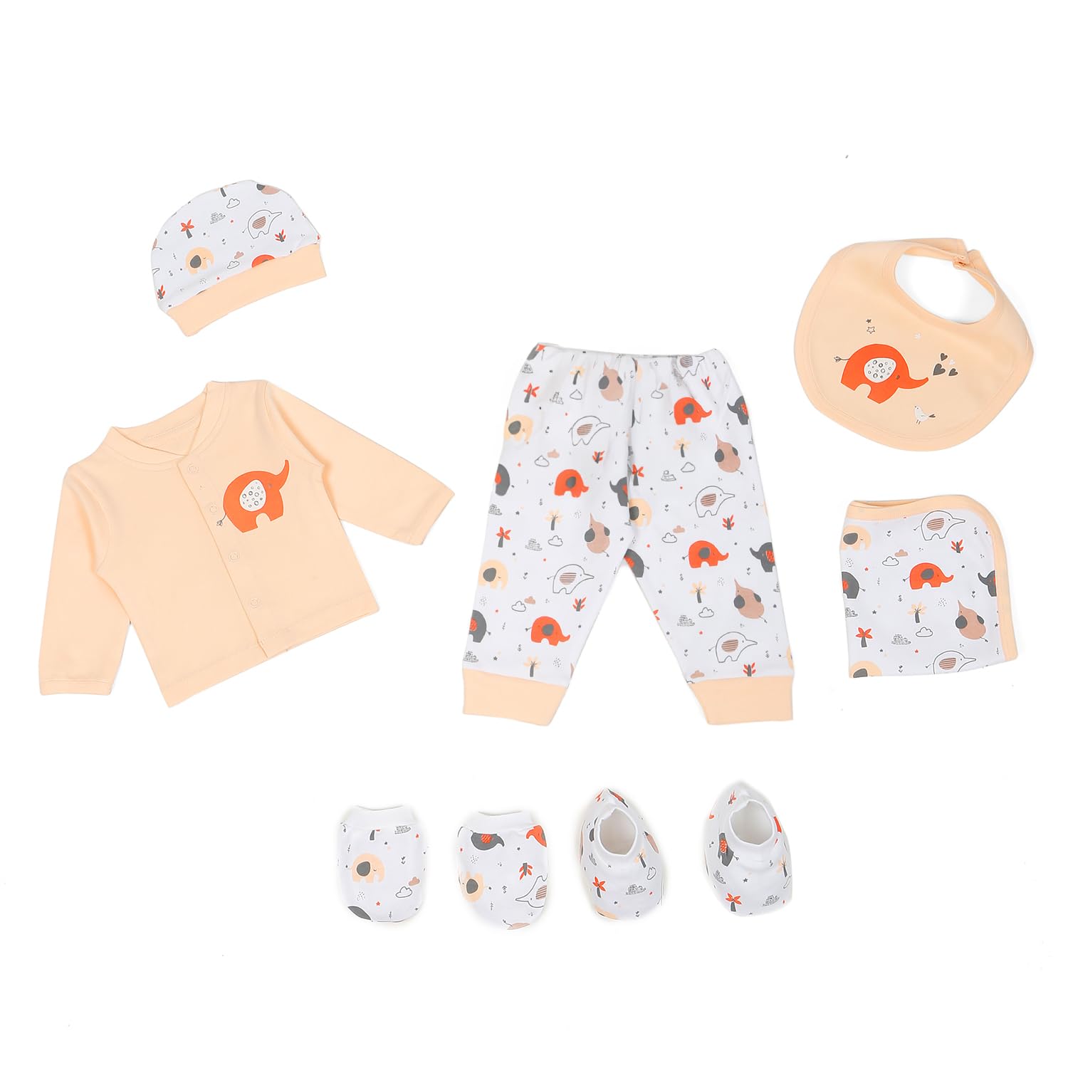 9 Pcs Baby Clothing Gift Set for Newborns (0–6 Months), 100% Cotton Long Sleeve Front Open Unisex Baby Clothes with Booties & Mittens-image-21