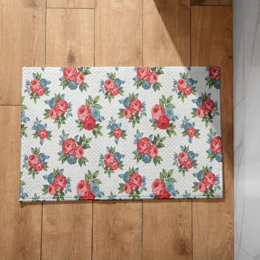 Tapis de porte d entrée intérieure Welcome fleuri format 45x75cm