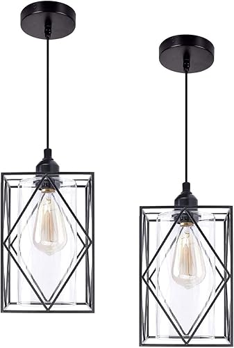 HMVPL Luces colgantes negras para isla de cocina, lámpara colgante moderna, lámpara colgante de cristal para comedor, luz colgante para dormitorio,