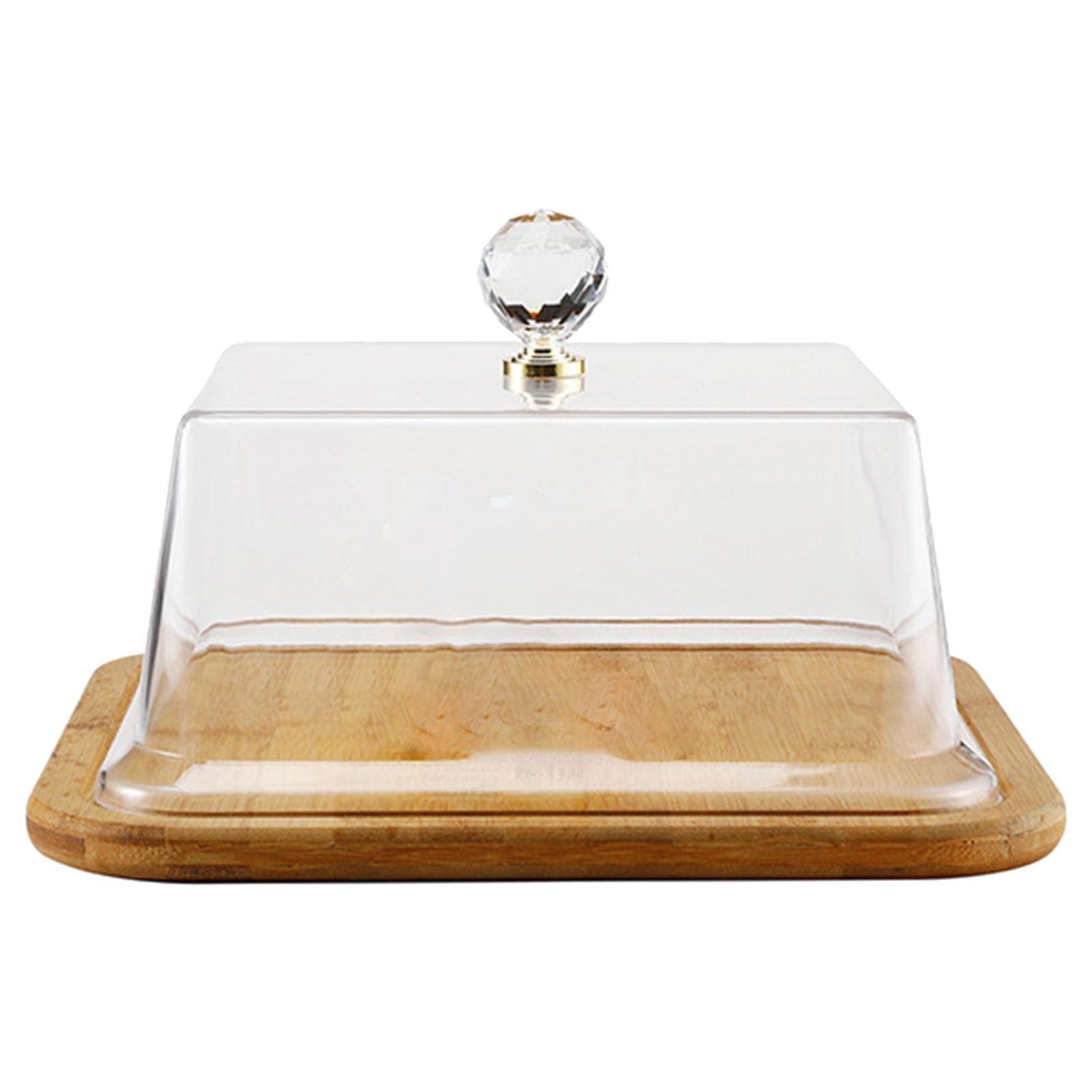 Uqezagpa Cake Stand Cake Display Platter with Acrylic Lid Square Designing for Desserts and More Holder Plate Wood Stand