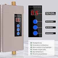 Vista 5 de Calentador de agua eléctrico sin tanque, pequeño calentador de agua instantáneo para fregadero de cocina, 3000 W 110 V, con pantalla digital LCD