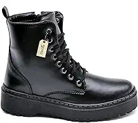 Bota Coturno Militar Feminino Blogueira Cano Alto Com Cadarço Sola de Borracha Antiderrapante 202-GG