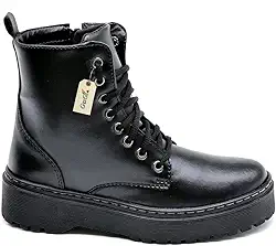 Bota Coturno Militar Feminino Blogueira Cano Alto Com Cadarço Sola de Borracha Antiderrapante 202-GG
