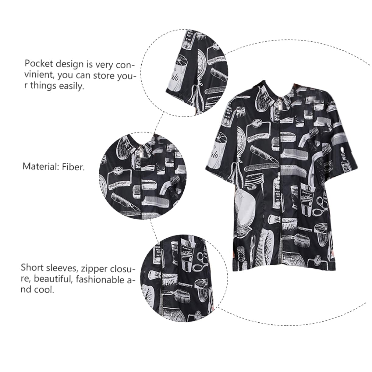 Friseuruniform Arbeitskleidung Kurzarm Friseurkittel Schwarz Xl Professionelle Haarschneidekleidung Für Salon Und Spa