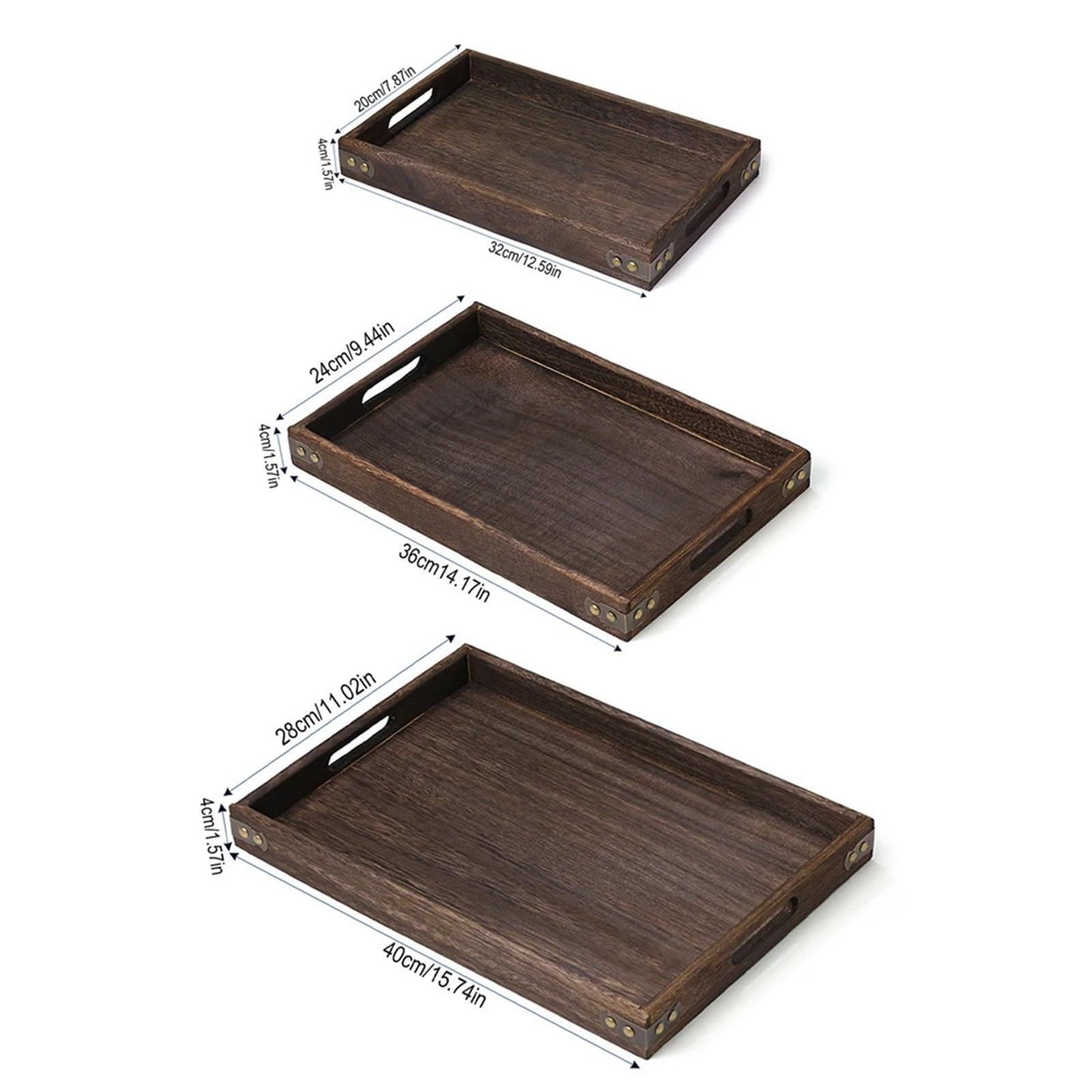 Bandeja rústica de Madera con asa, Rectangular, Multiusos, Ideal para té, café, Desayuno y centros de Mesa (36 x 24 x 4 cm).