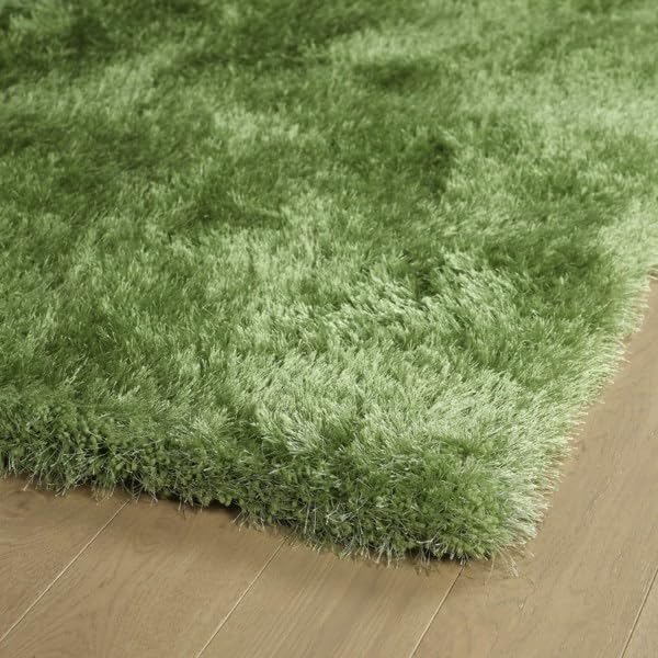 Image of Plain Fur Rugs for Hall and Drawing Room 8x11 Feet Soft Microfiber 2 Inch Height Green Color