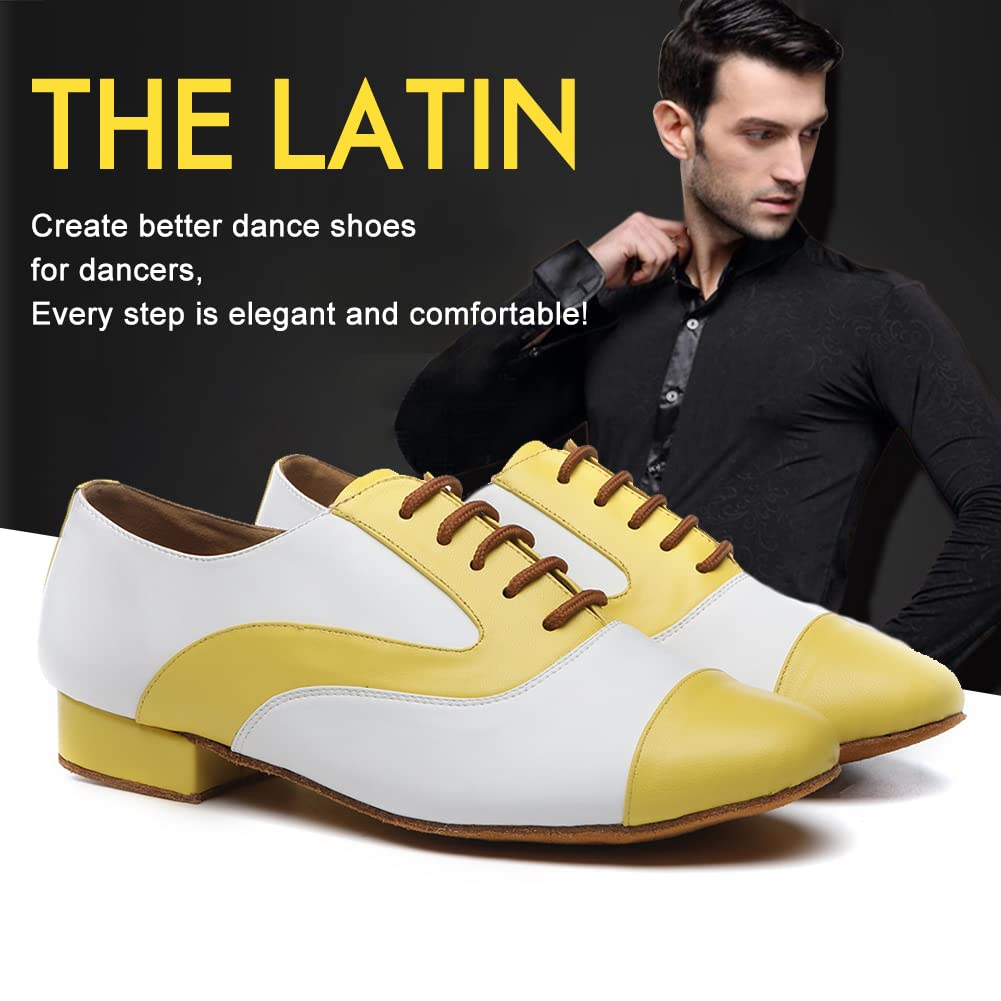Zapatos de Baile de Salón de Cuero para Hombres Tacón Bajo Práctica L147