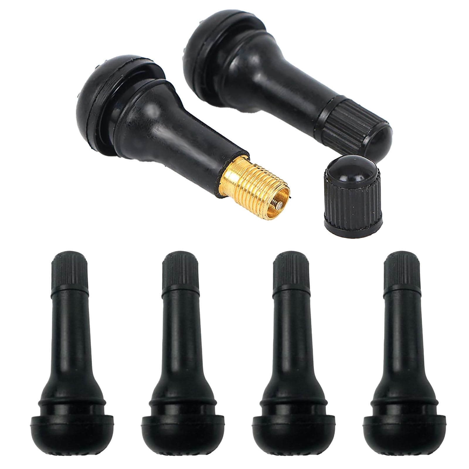 6 Valvole Gomma TR413 Per Pneumatici Tubeless – Snap-in Universali In Gomma E Alluminio – 4,5 Cm – Per Auto, Moto, SUV, Bici