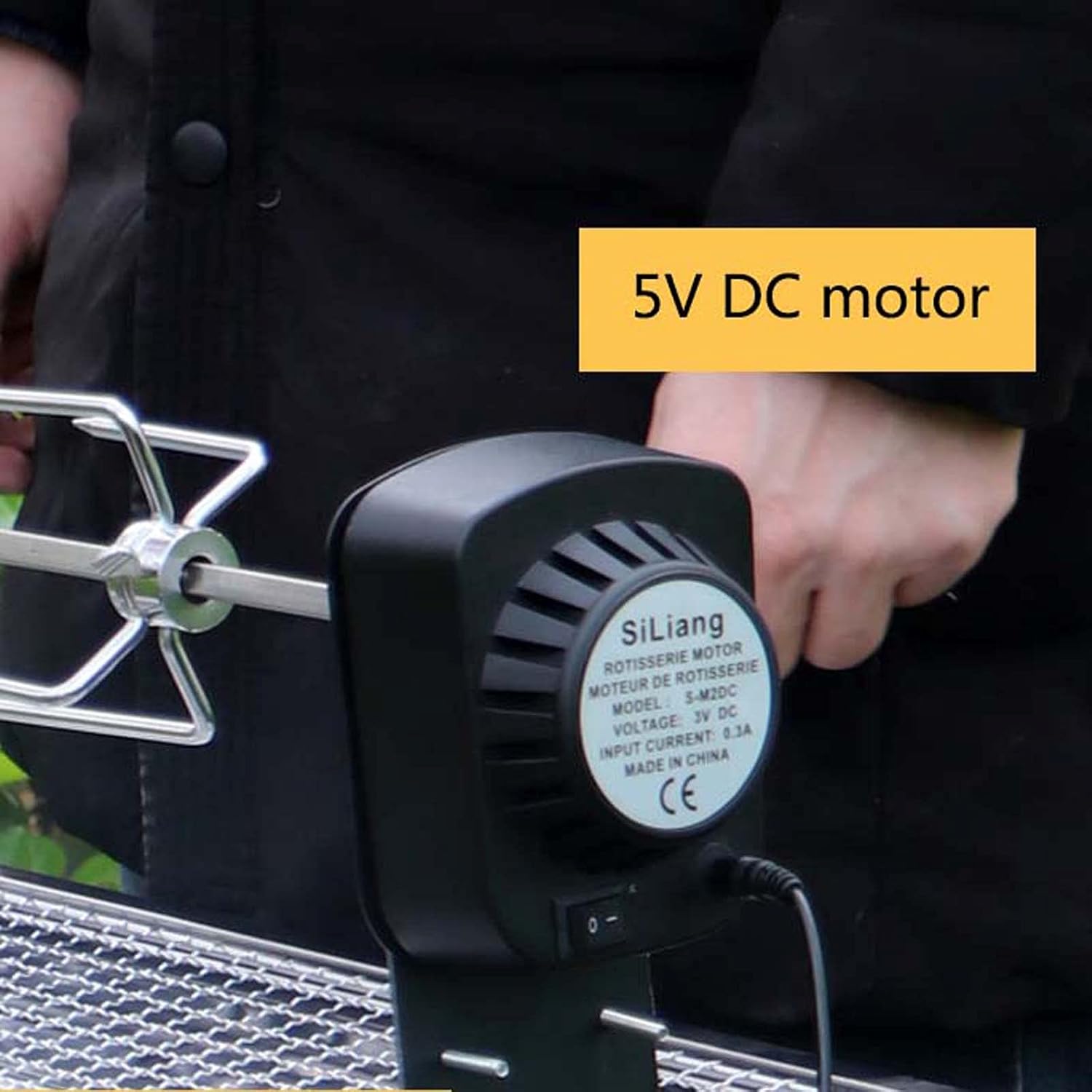 Portable Charcoal Grill, Electric automjavascript ATIC rotisserie Grill kit, BBQ rotisserie kit with Electric Grill Motor, USB Plug-in Motor rotisserie