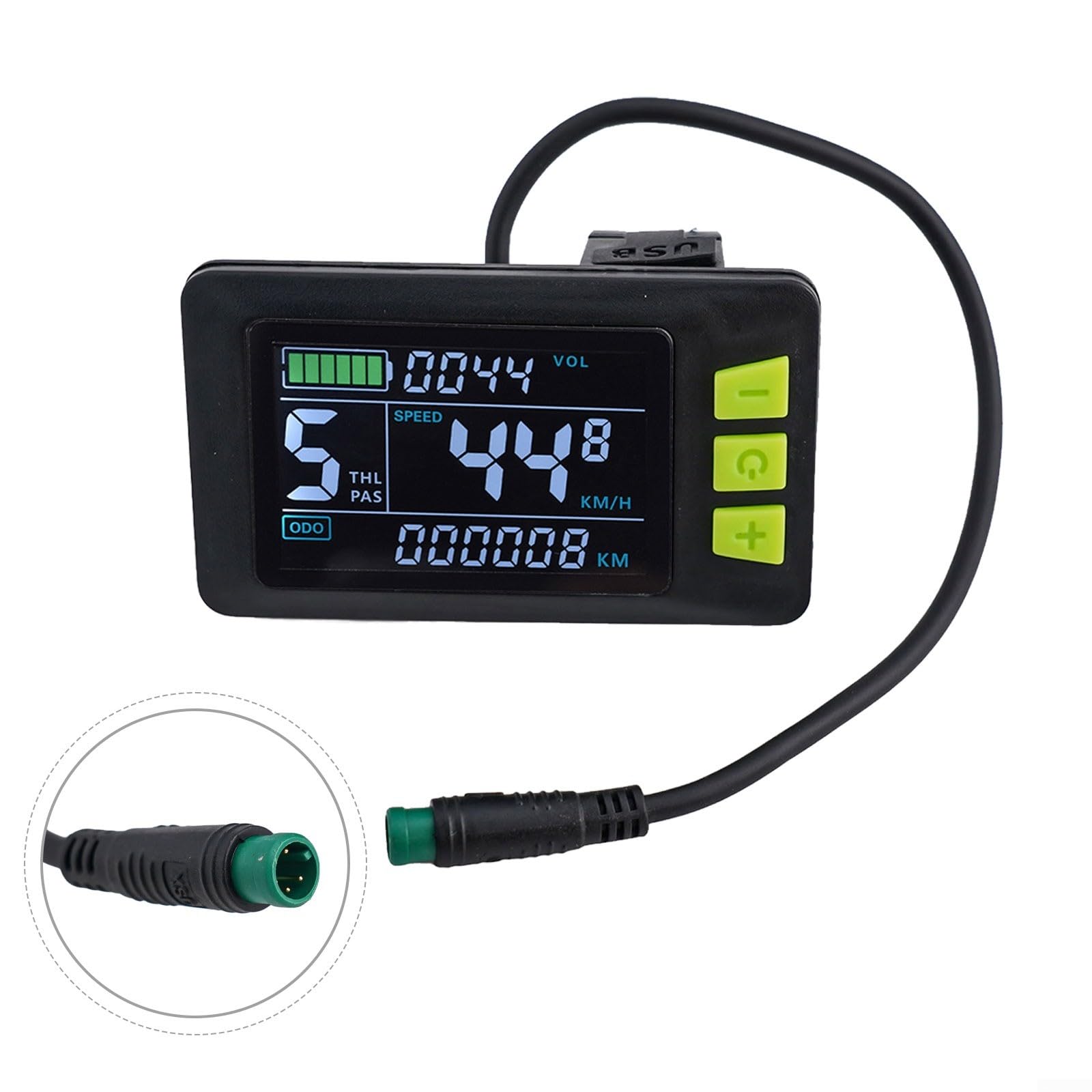 P3C - Display LCD per bici elettrica, 24 V/36 V/48 V, 5 pin, USB, UART, velocità ODO, per scooter e mountain bike, colore nero