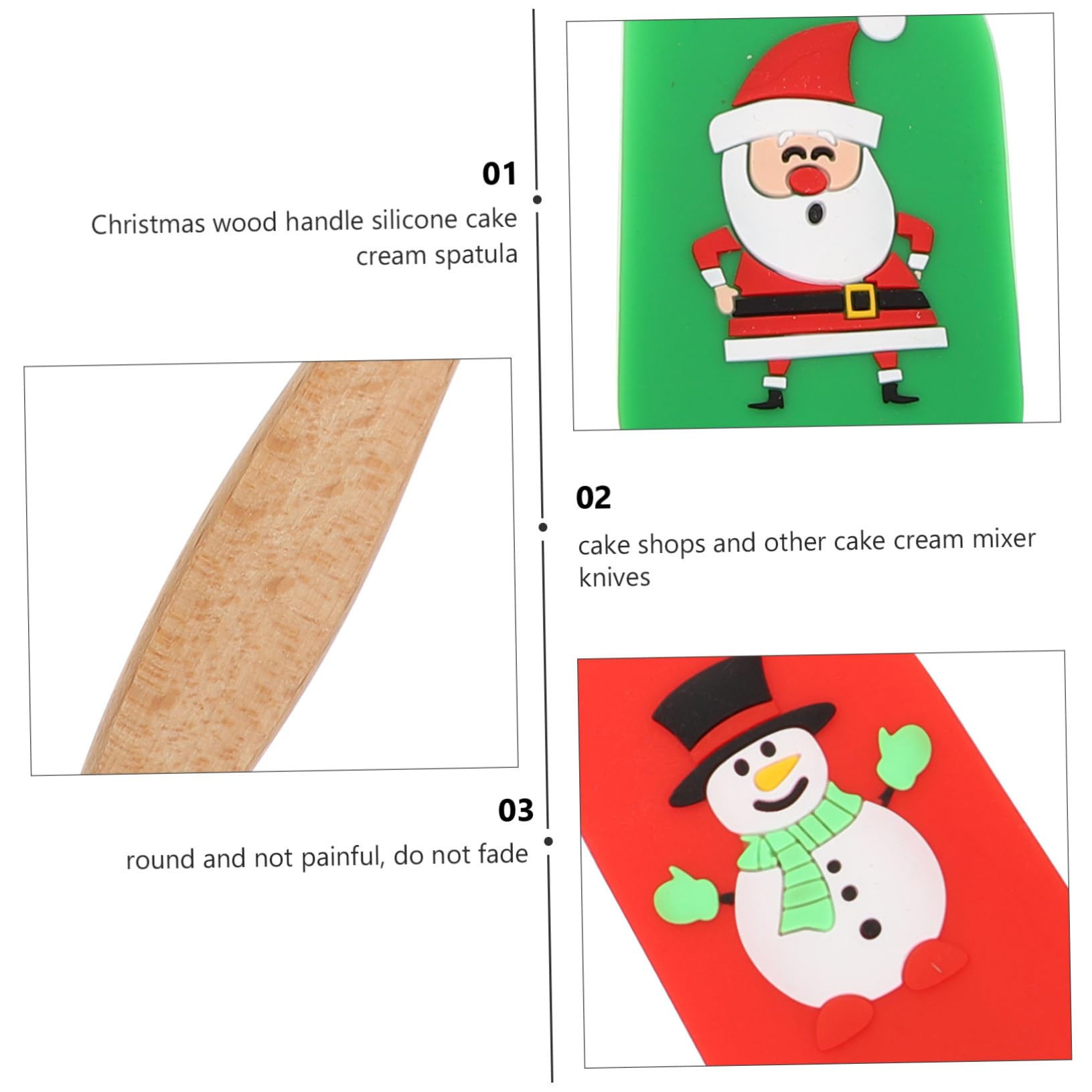 LIFKOME 4piezas Espátulas De Silicona Para Tartas y Masa Mango De Utensilios De Cocina Para Decoración y Mezcla Temporada Navideña