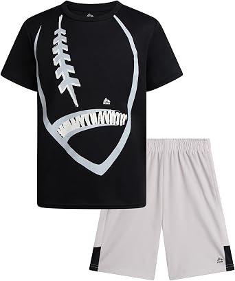 RBX Boys Athletic Shorts Set - 2 Piece Active Performance Graphic Tees and Mesh Gym Shorts for Boys With Elastic Waistband