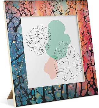 Picture Frame 5x5, Abstract Geometry 5"x5" Photo Frame, 5x5 Photo Frame, Display 4.6x4.6 Wooden Picture Frame Wall Hanging and Tabletop for Wall Decor