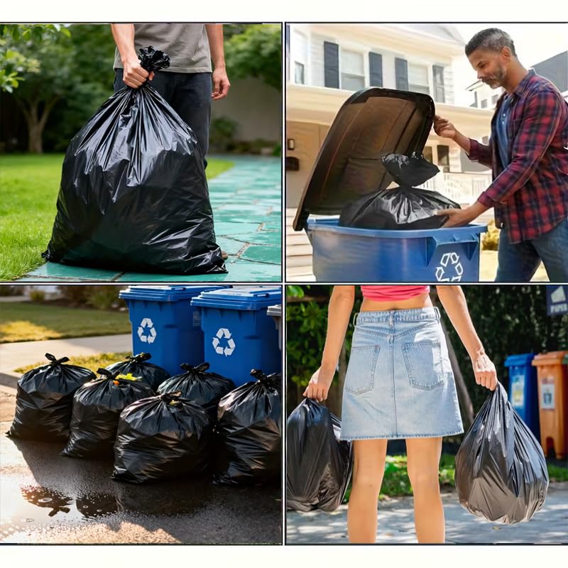 Image of ELLA Garbage Bags 17x19 Inches | 360 Bags (12 Rolls x 30) | Black | Small | Durable Leak-Proof Dustbin Covers for Home, Kitchen, Bathroom & Office | Free Check Duster Cloth