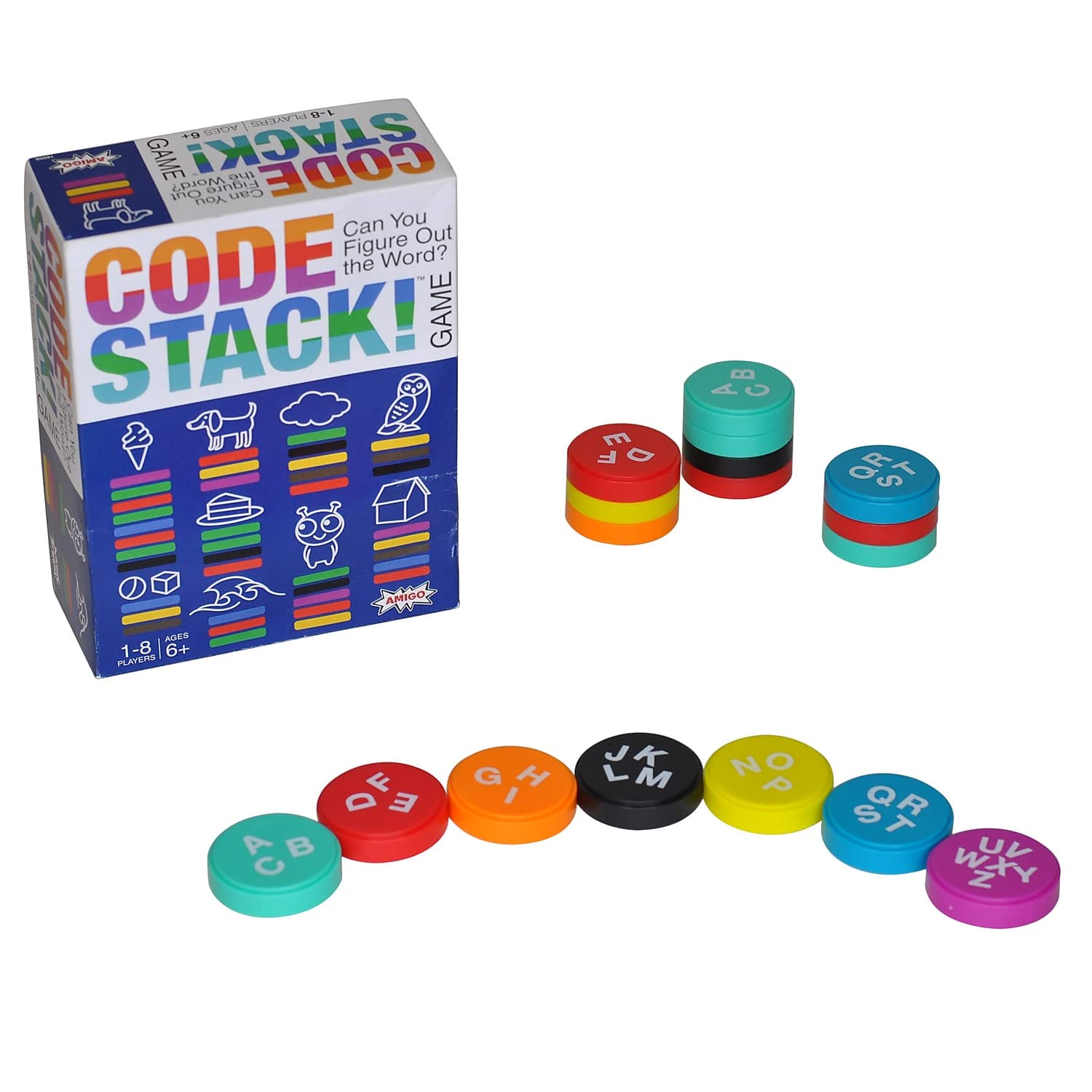 AMIGO Code Stack! — Crack The Code Family Word Game with 4 Games in 1 for Up to 8 Players