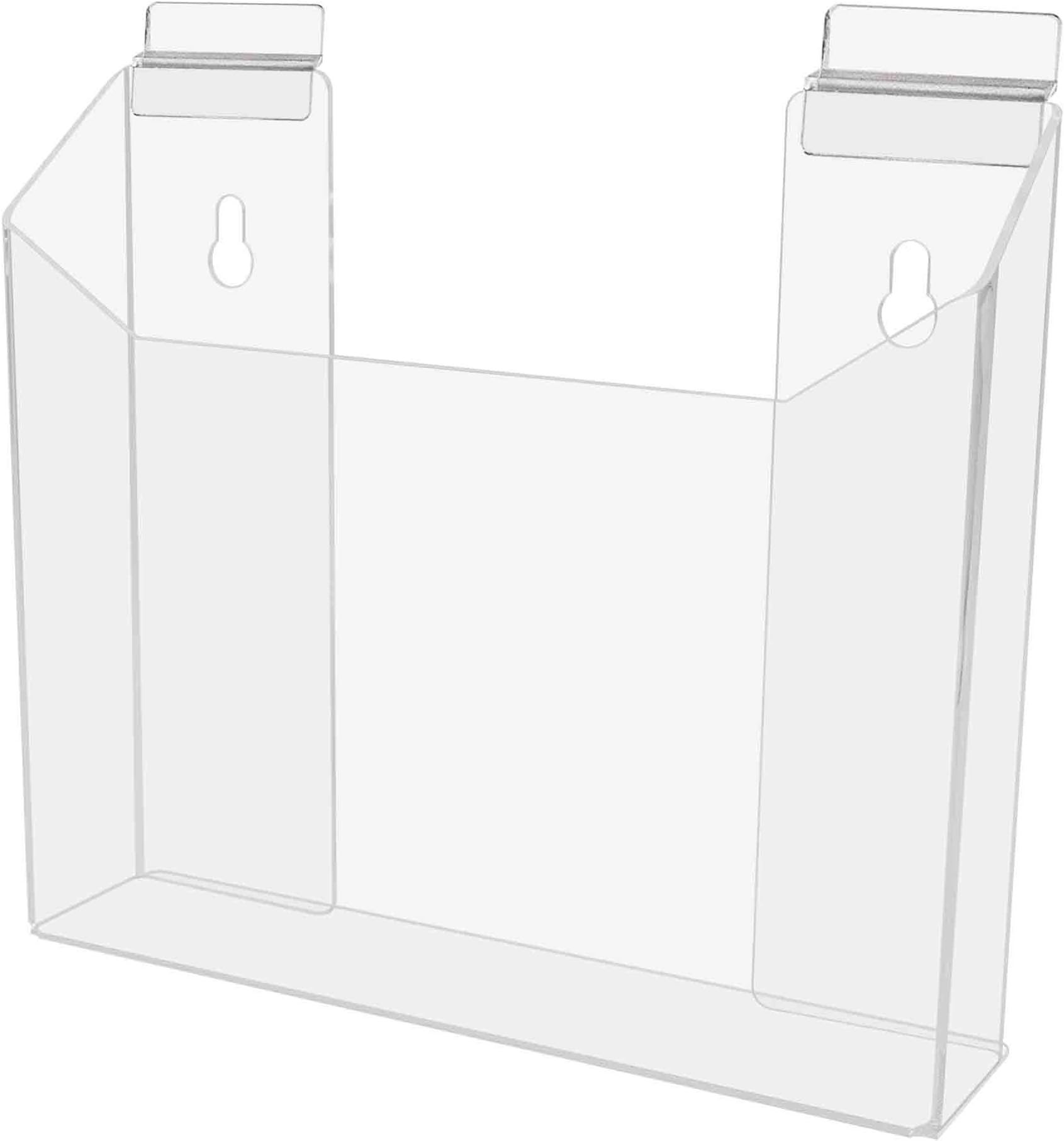 Marketing Holders 4 Pack Slatwall Brochure Holder for 8.5 Inch Wide Advertisement Materials Clear Acrylic Space Saving Catalog Display Rack in Offices and Retail Stores No Assembly Required