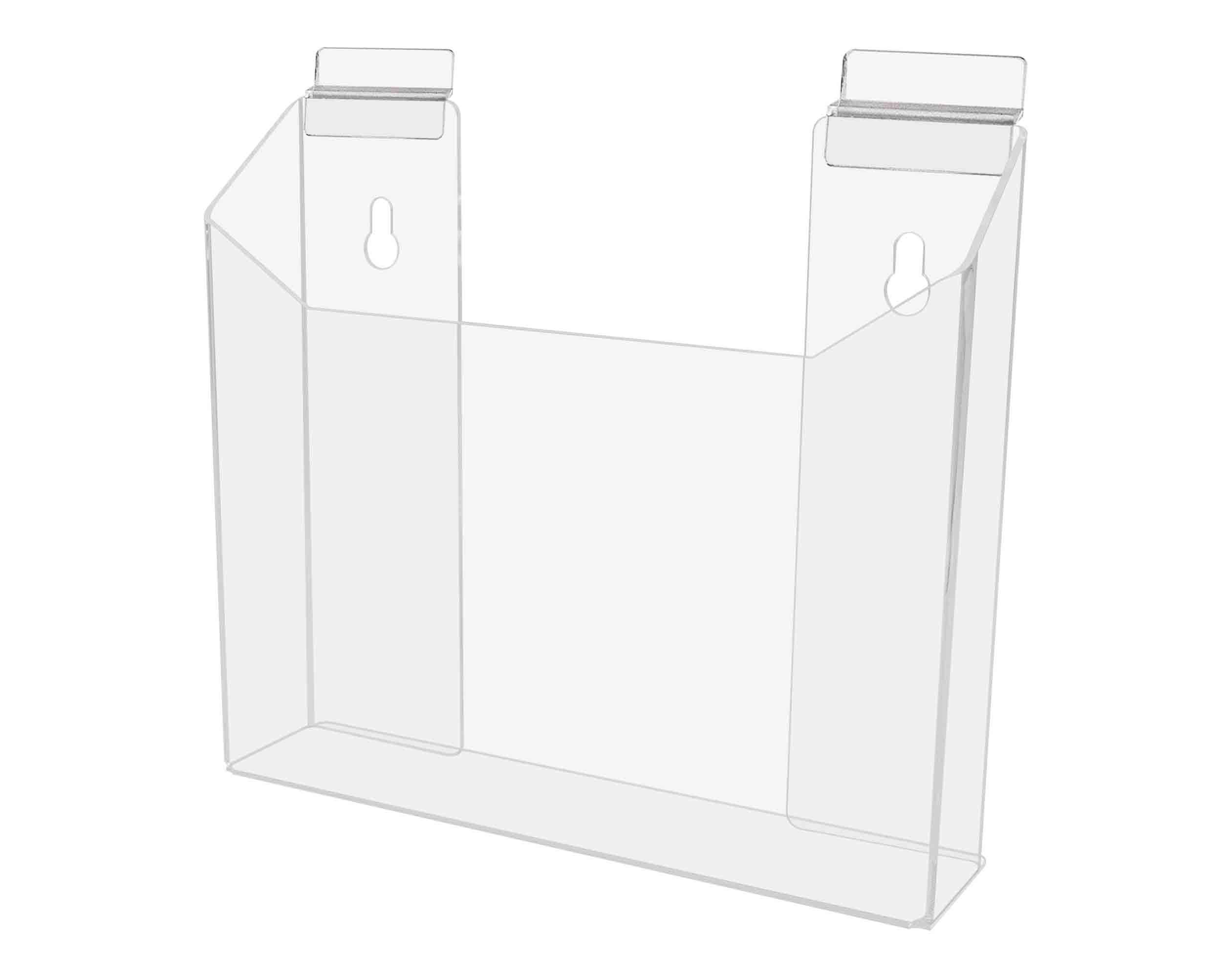 Marketing Holders 4 Pack Slatwall Brochure Holder for 8.5 Inch Wide Advertisement Materials Clear Acrylic Space Saving Catalog Display Rack in Offices and Retail Stores No Assembly Required