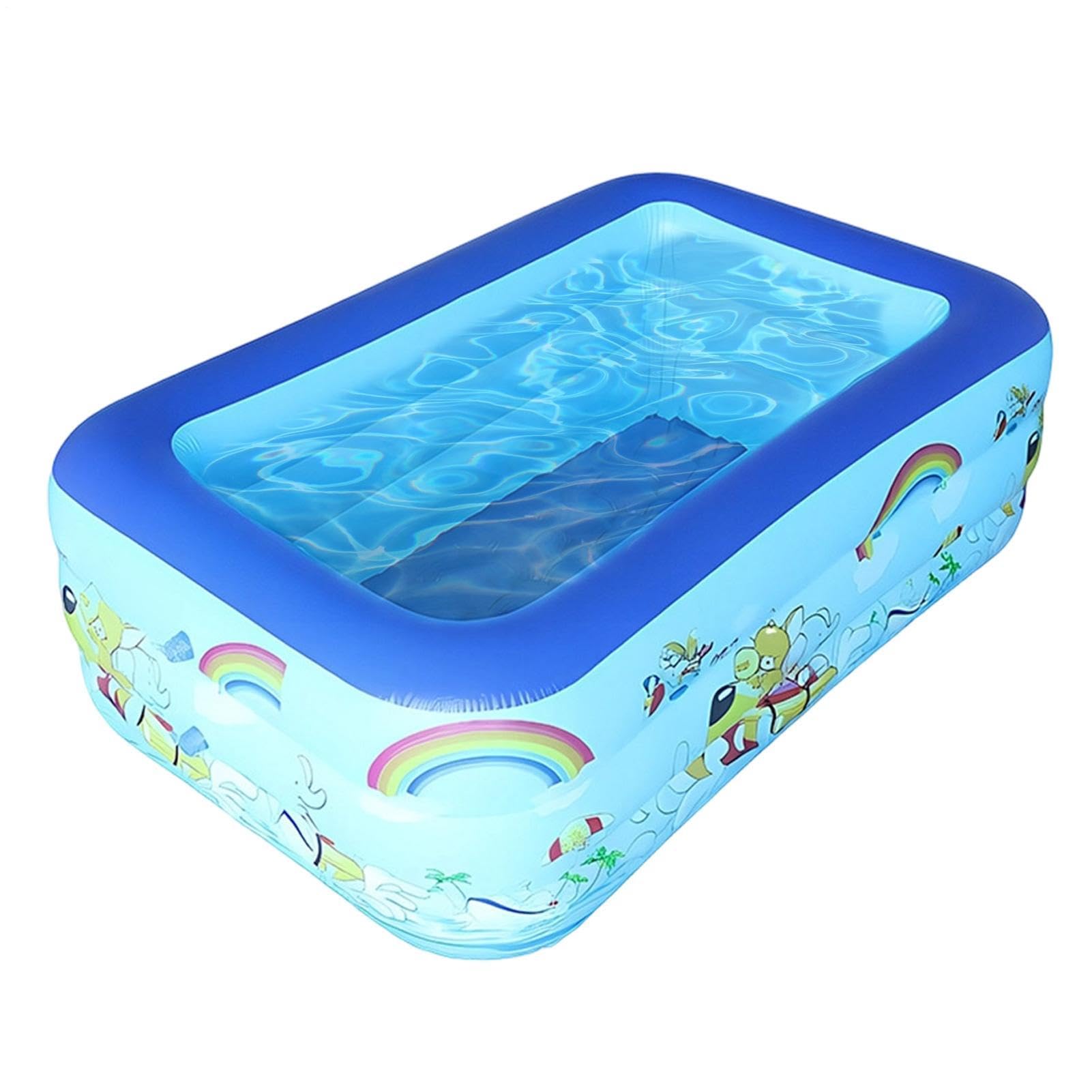 Large Rectangular Inflatable Swimming Pool Thickened PVC With Drain Plug