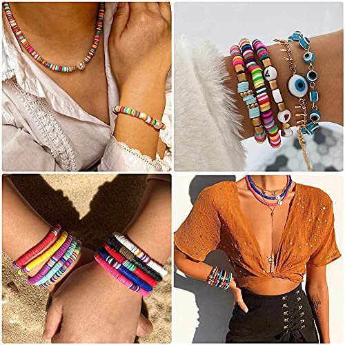 Image of PATPAT Beads for Jewellery Making Flat Beads Multicolor Flat Clay Beads for Bracelet & Necklace Making, Polymer Clay Beads for DIY Craft, Jewelry Making Girls (6mm, 15 Color) - 3000 Pieces