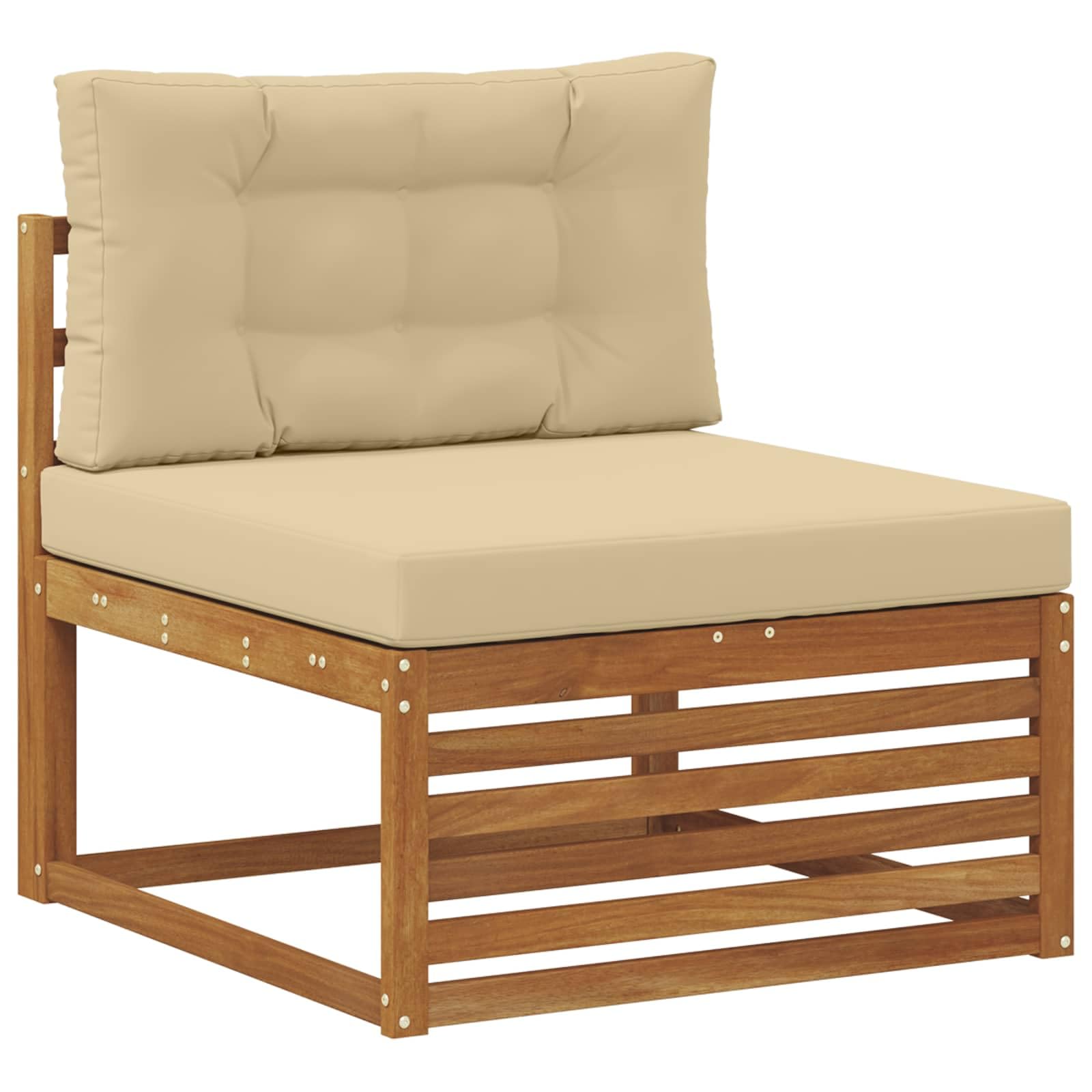 Gartenmöbelgarnitur mit 9 Teilen aus massivem Akazienholz für Terrasse und Balkon wetterfestes Sitzgruppen-Set mit modularen Sofas und Tisch für modernen Außenbereich