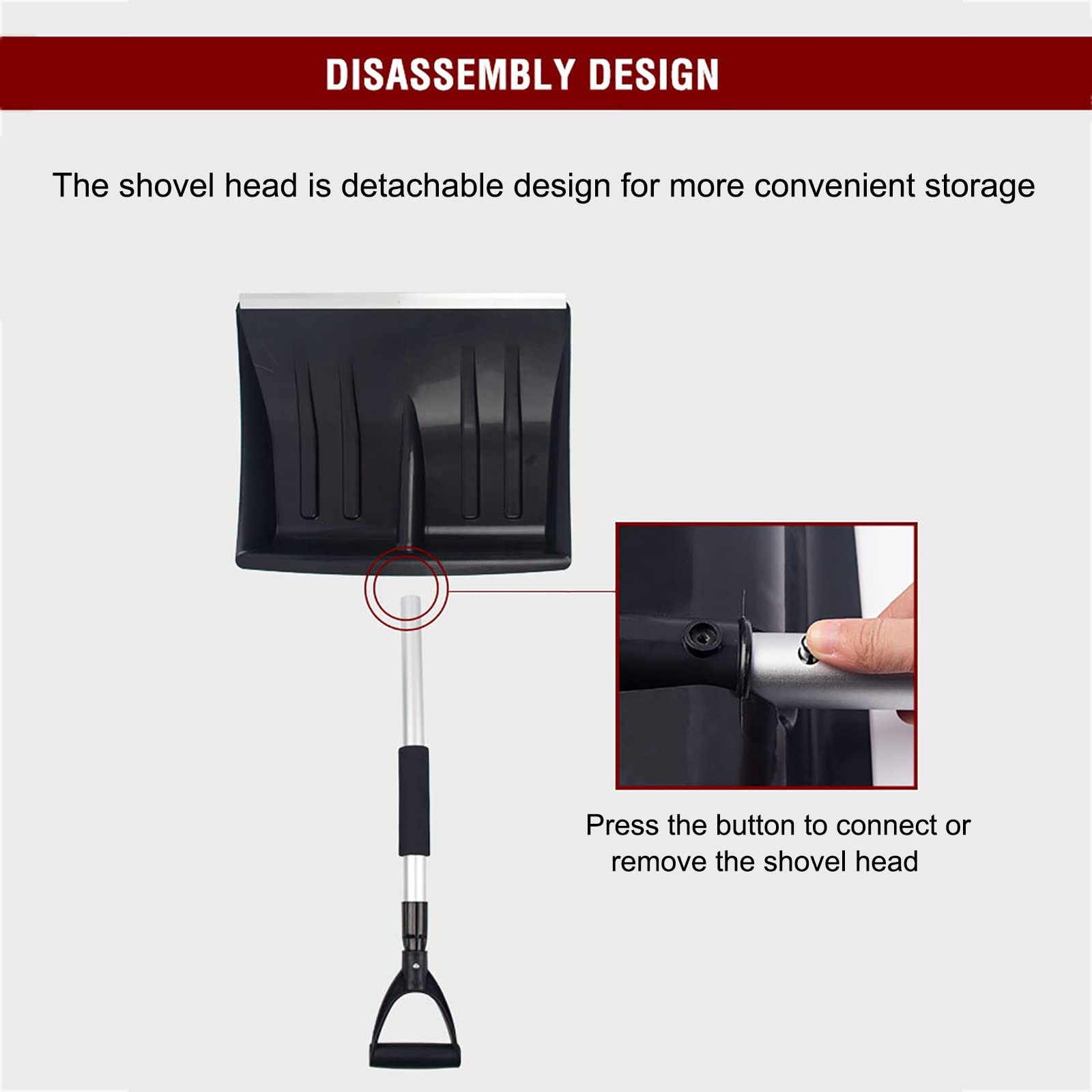 Pelle à Neige Portable, Neige-Pelle D'urgence Compacte Portable Détachable, Pelle à Neige à Lame En Poly, Poignée Ergonomique Détachable en D, Parfaite pour L'allée de Voiture, Activités de Plein Air