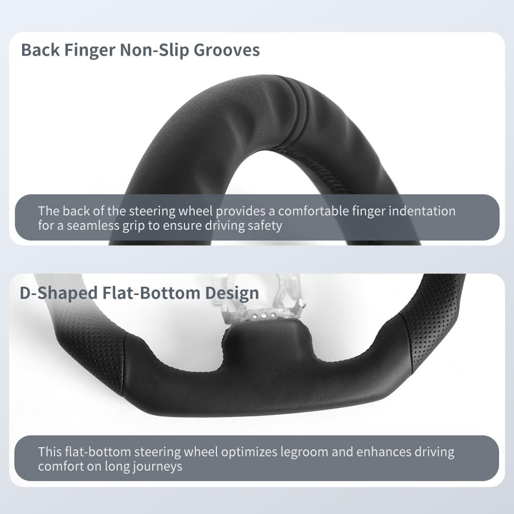 JIANGGAI D-shaped Steering Wheel, Full Leather Steering Wheel Fit For Infiniti G37 G37X 2007-2013