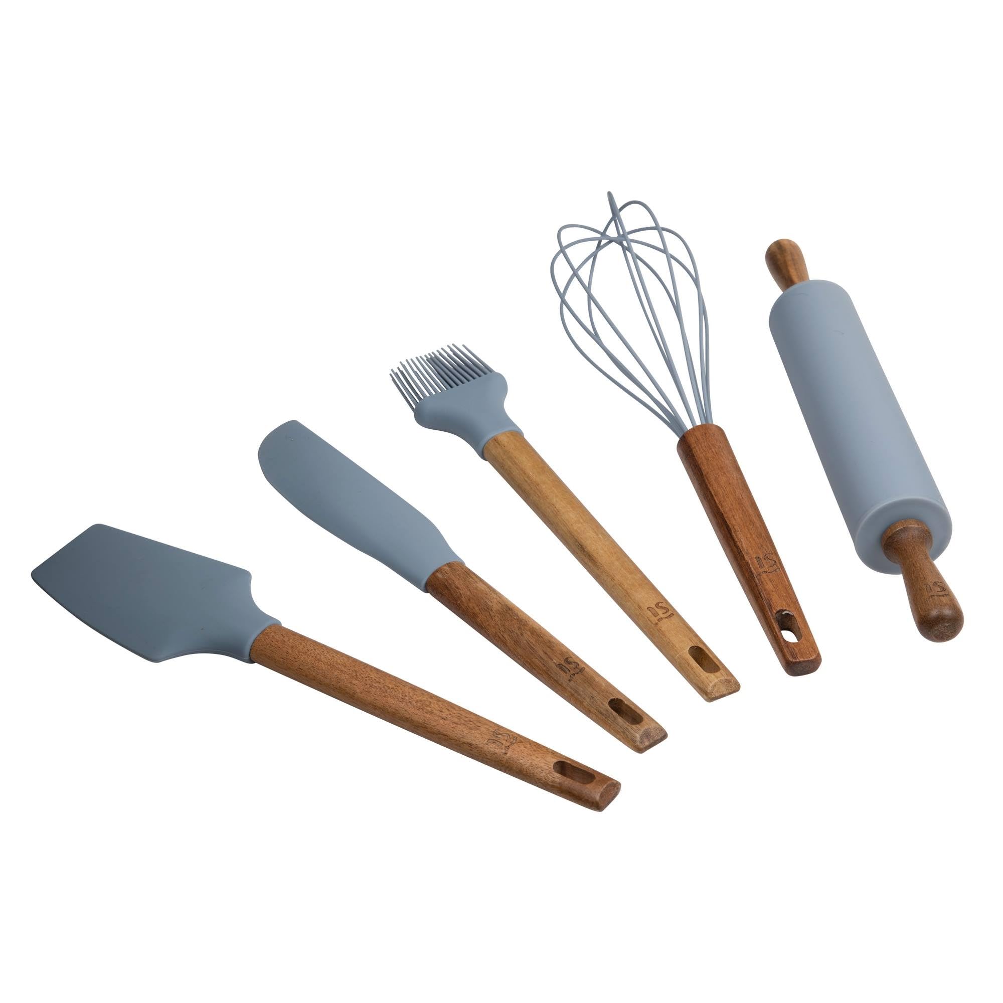 San Ignacio NOIA: Set de 5 Utensilios de Cocina de Silicona y Madera de Acacia San Ignacio