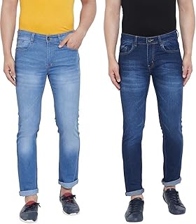 Ben Martin Men's Pack of 2 Regular Fit Stretchable 30 Size Light Blue &amp; Dark Blue Casusal Denim Combo Mid Rise Jeans Pant ...