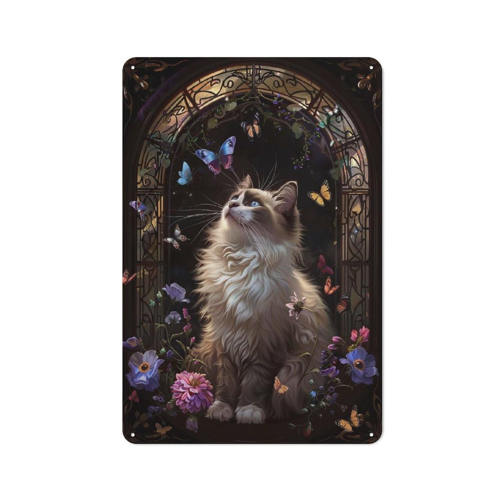 Loft Style Ragdoll Decorative Metal Plaque 30x20cm, Studio Wall Art for Workspace, Cafe, Hallway Or Garage